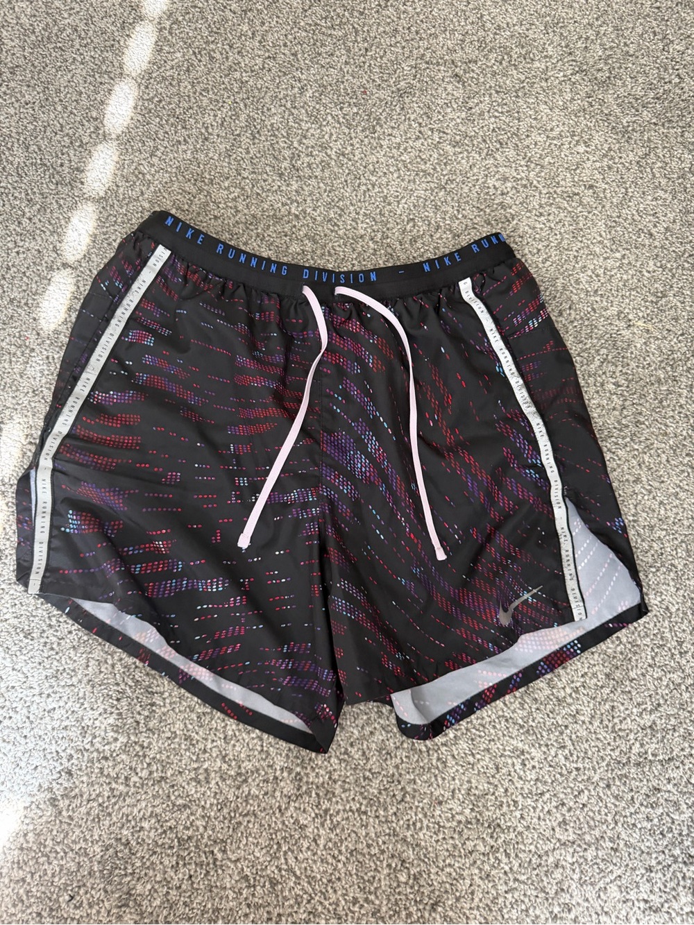 Nike Black Running Shorts with Purple and Pink Accents